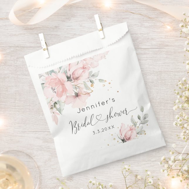 Elegant Blush pink floral bridal shower Favor Bag (Clipped)