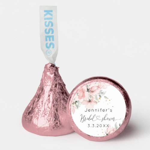 Elegant Blush pink floral bridal shower Hersheys Kisses
