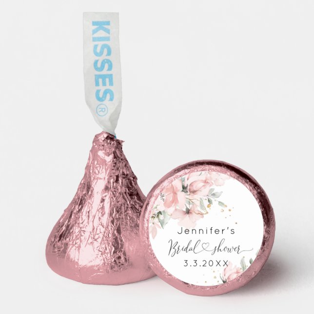 Elegant Blush pink floral bridal shower Hershey®'s Kisses® (Front)