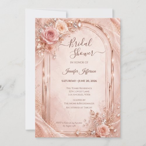Elegant Blush Pink Floral Bridal Shower Invitation