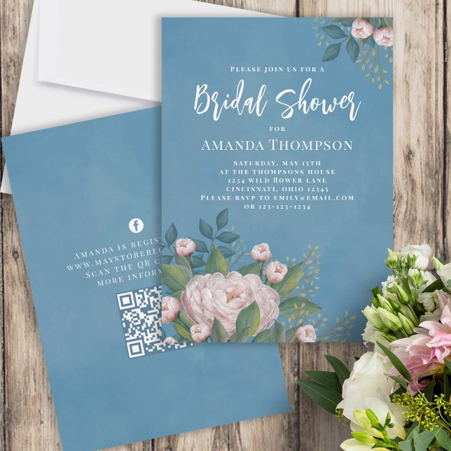 Elegant Blush Pink Floral Bridal Shower Invitation (Creator Uploaded)