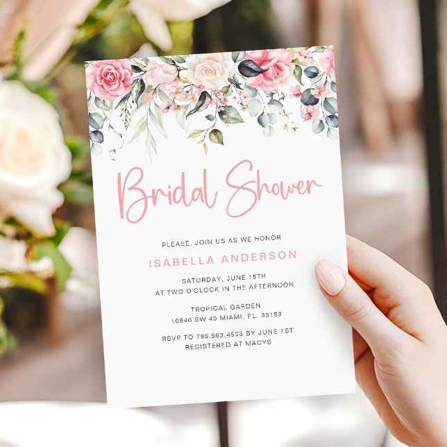 Elegant Blush Pink Floral Bridal Shower Invitation (Creator Uploaded)