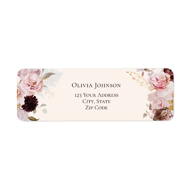 Elegant Blush Pink Floral Bridal Shower  Label (Front)