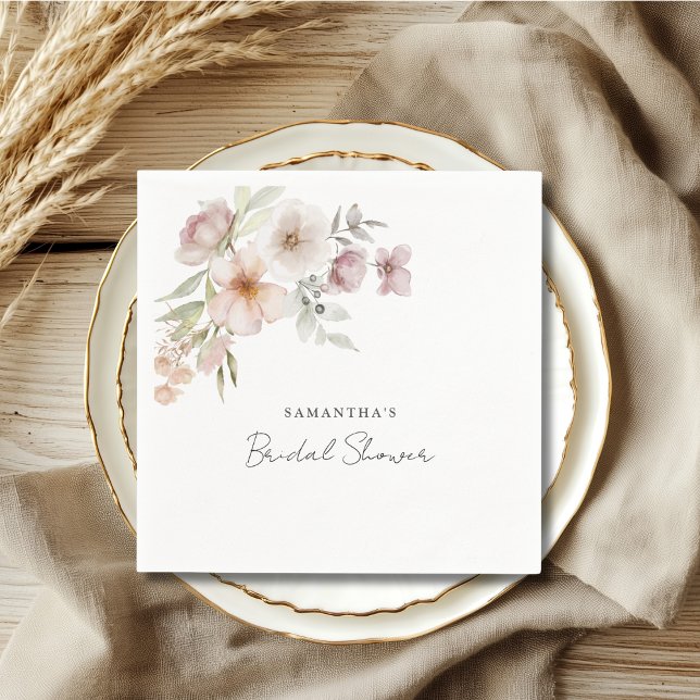 Elegant Blush Pink Floral Bridal Shower  Napkins (Creator Uploaded)