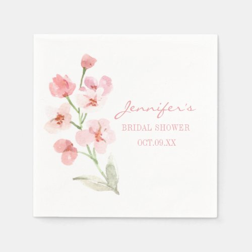 Elegant Blush Pink Floral Bridal Shower Napkins