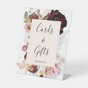 Elegant Blush Pink Floral Bridal Shower  Pedestal Sign