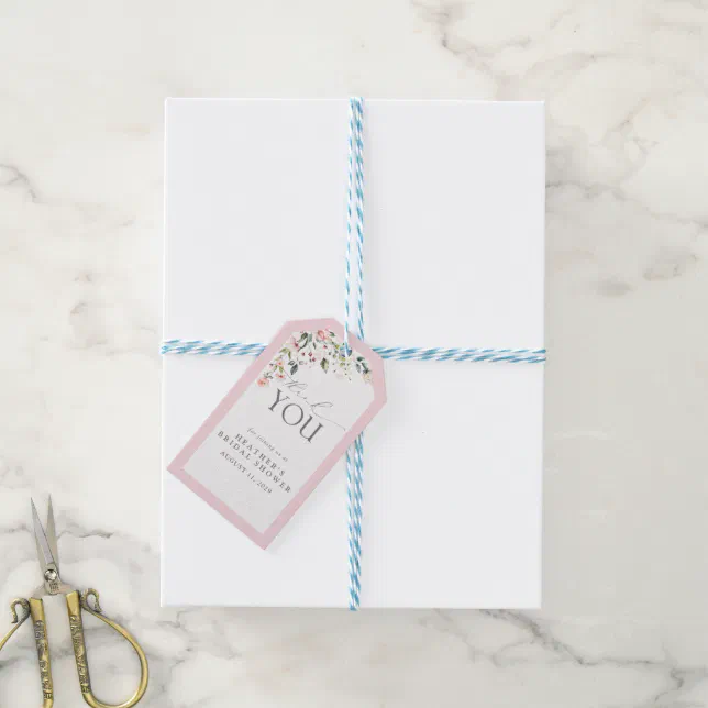 Elegant Blush Pink Floral Bridal Shower Personal Gift Tags | Zazzle