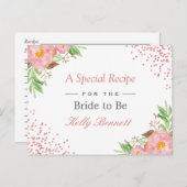 Elegant Blush Pink Floral Bridal Shower Recipe Postcard (Front/Back)