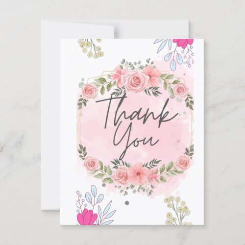 Elegant Blush Pink Floral Bridal Shower Thank You  Card