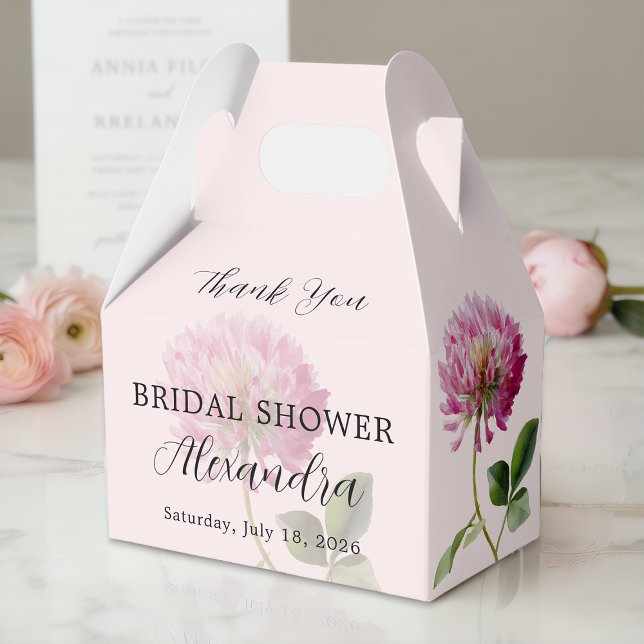 Elegant Blush Pink Floral Bridal Shower Thank You Favor Boxes (Creator Uploaded)