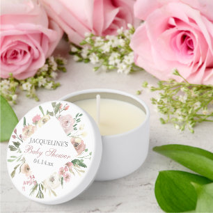 Elegant Blush Pink Floral Custom Baby Shower Mini Candle Favors