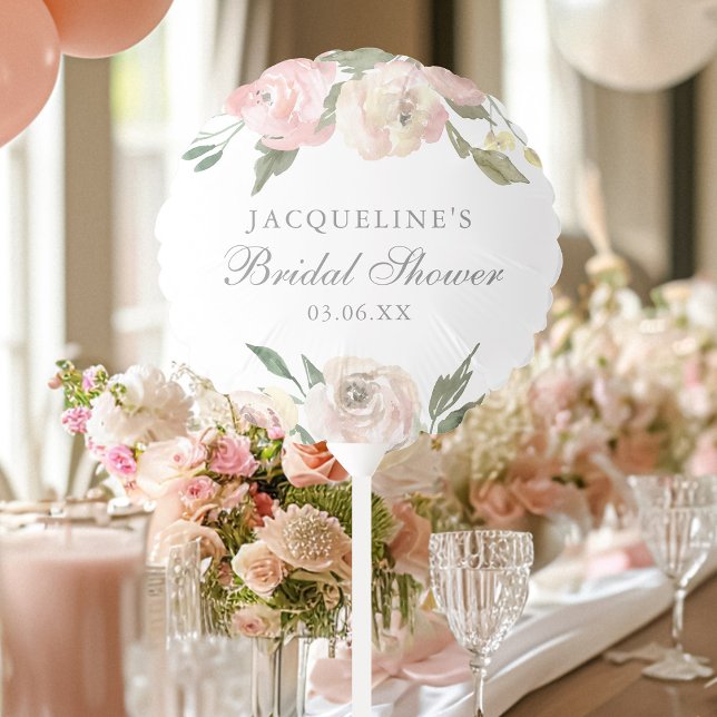 Elegant Blush Pink Floral Custom Bridal Shower Balloon (Creator Uploaded)
