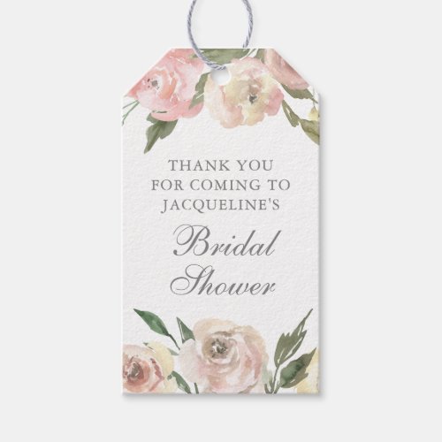 Elegant Blush Pink Floral Custom Bridal Shower Gift Tags