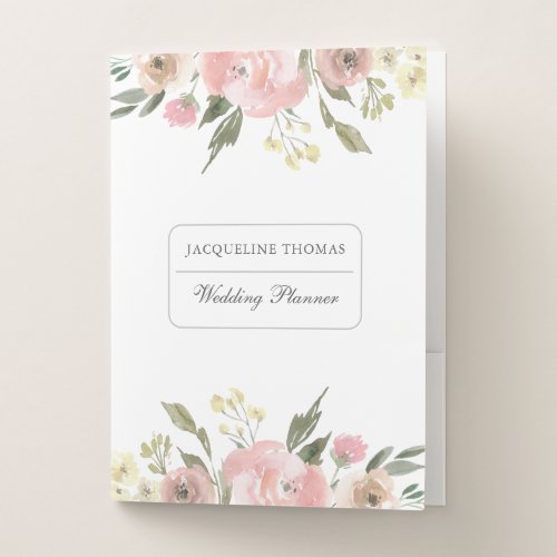 Elegant Blush Pink Floral Custom Wedding Planner