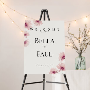 Elegant Blush Pink Floral Fine Art Wedding Welcome Foam Board