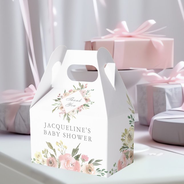 Elegant Blush Pink Floral Garden Baby Shower Favor Boxes (Creator Uploaded)