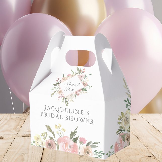 Elegant Blush Pink Floral Garden Bridal Shower Favor Boxes (Creator Uploaded)