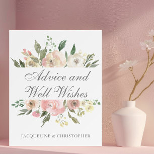 Elegant Blush Pink Floral Garden Wedding Advice Foam Board