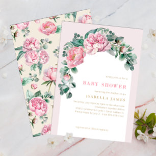 Elegant Blush Pink Floral Girl Baby Shower Invitat Invitation