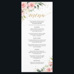 Elegant blush pink floral gold boho wedding menu<br><div class="desc">Elegant blush pink floral gold boho wedding menu,  Contact me for matching items or for customization,  Blush Roses ©</div>