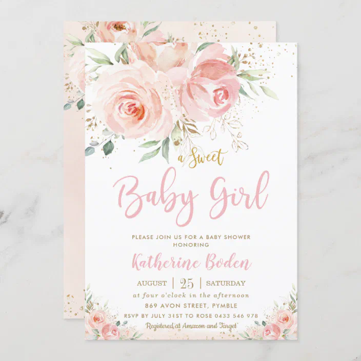 25 Baby GIRL Shower INVITATIONS Cards With/Without Env 
