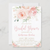 Elegant Blush Pink Floral Gold Girl Bridal Shower Invitation (Front)