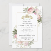 Elegant Blush Pink Floral Quinceanera Invitation
