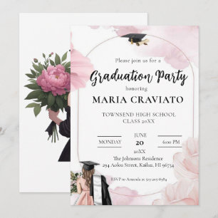 Elegant Blush Pink Floral Graduation Party Invitat Invitation
