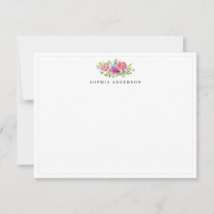 Elegant Blush Pink Floral Greenery Botanical Girly Note Card
