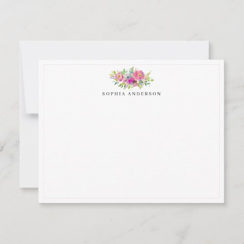Elegant Blush Pink Floral Greenery Botanical Girly Note Card