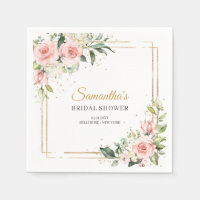 Elegant Blush pink floral greenery Bridal Shower