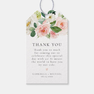 Elegant Blush Pink Floral Greenery Thank You Favor Gift Tags