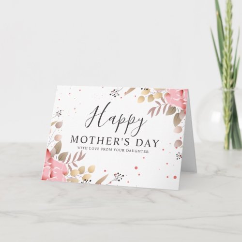 Elegant Blush Pink Floral Happy Mothers Day Photo Card