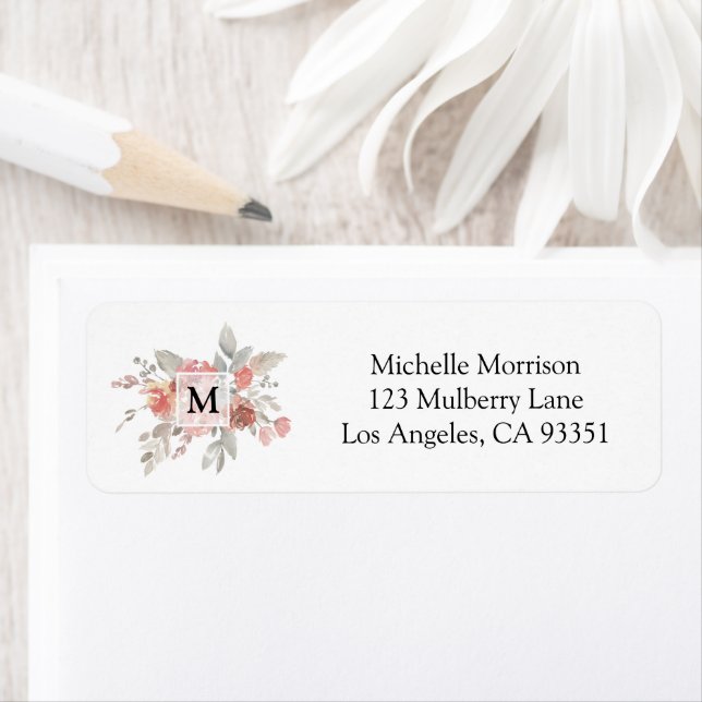 Elegant Blush Pink Floral Monogram Label (Insitu)
