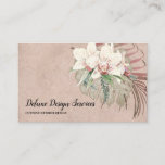Elegant Blush Pink Floral Orchid Foliage Greenery Business Card at Zazzle