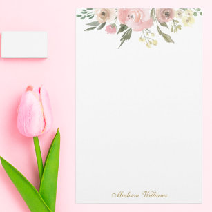 Elegant Blush Pink Floral Peony Monogram Wedding Stationery