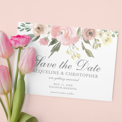 Elegant Blush Pink Floral Peony Summer Garden Save The Date