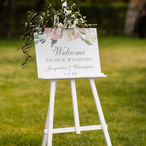 Elegant Blush Pink Floral Peony Wedding Welcome Foam Board