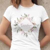 Elegant Blush Pink Floral Personalized Bridesmaid