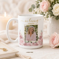 Elegant Blush Pink Floral Photo Funeral Memorial