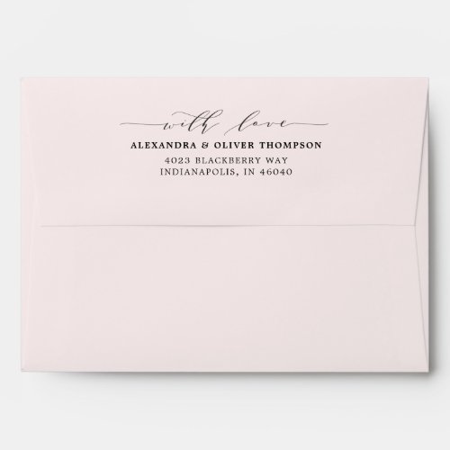Elegant Blush Pink Floral Pre_Addressed Envelope
