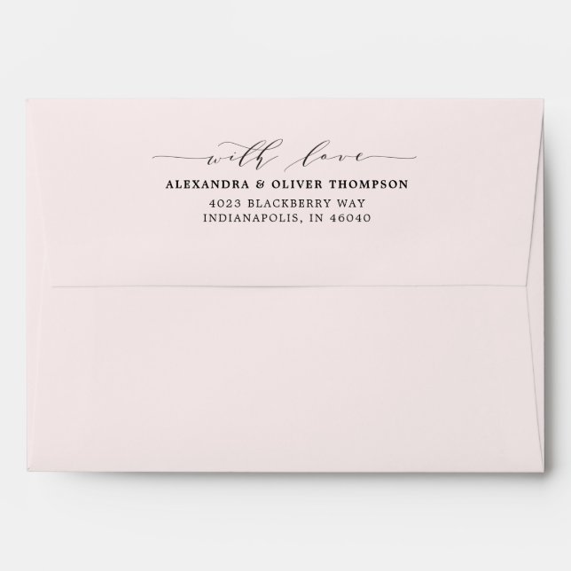 Elegant Blush Pink Floral Pre-Addressed Envelope (Back (Top Flap))