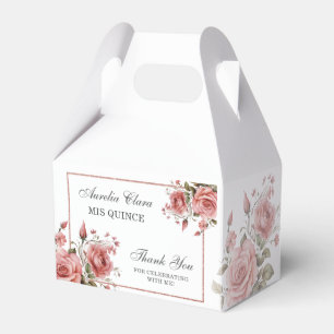 Elegant Blush Pink Floral Quinceañera Birthday  Favor Boxes