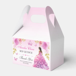 Elegant Blush Pink Floral Quinceañera Birthday  Favor Boxes