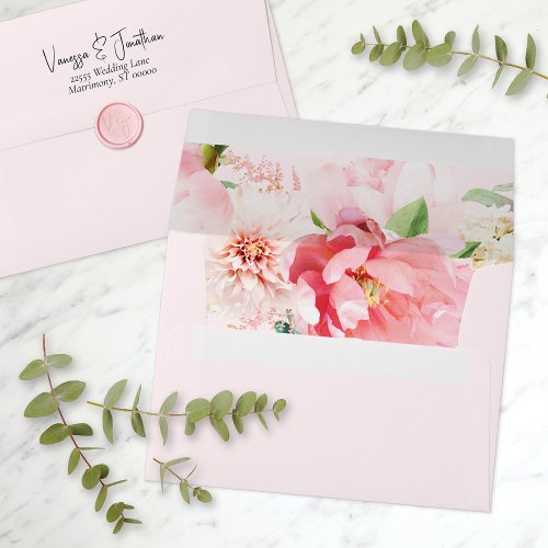 Elegant Blush Pink Floral Return Address Envelope