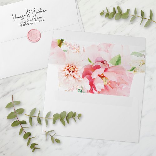 Elegant Blush Pink Floral Return Address Envelope