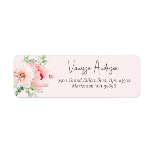 Elegant Blush Pink Floral Return Address Label