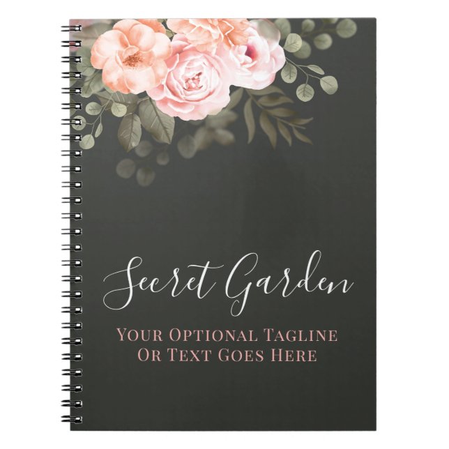 Elegant Blush Pink Floral Roses Modern Journal (Front)