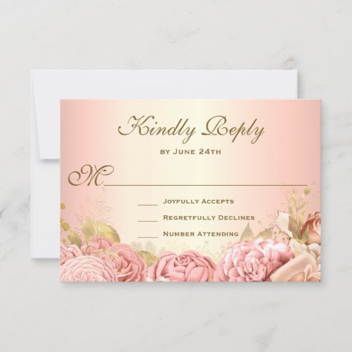 Elegant Blush Pink Floral Roses RSVP Card