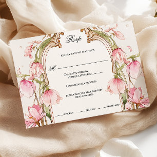 Elegant Blush Pink Floral Rsvp with Meal Choices Card
